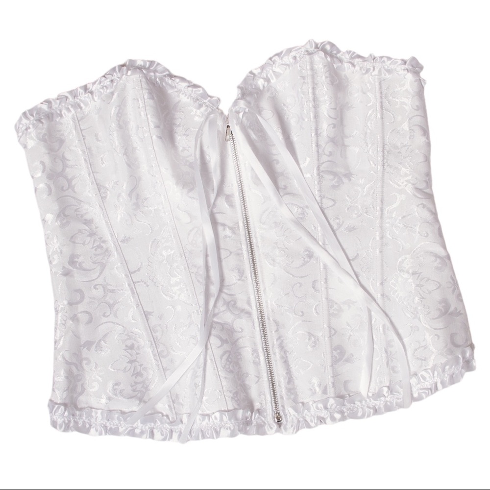 Adore Me White Zipper Ribbon Corset